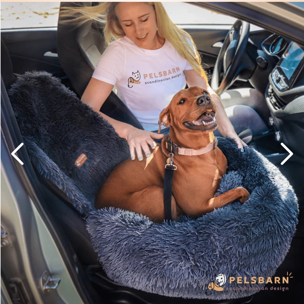 Pelsbarn Protecting Dog Car Seat with Belt, Dark Gray, Medium, New